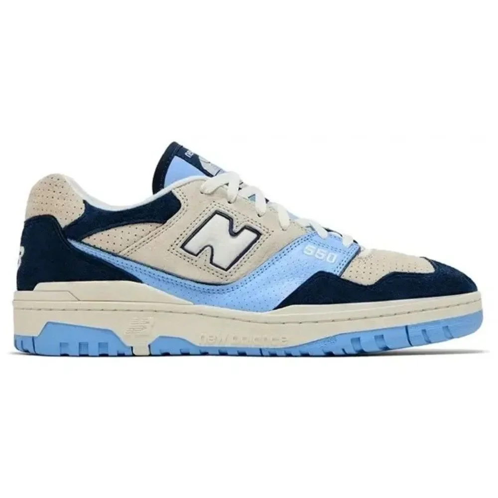 New Balance 550 Men's White Blue Grey Suede Leather Athletic Sneakers NEW 10.5